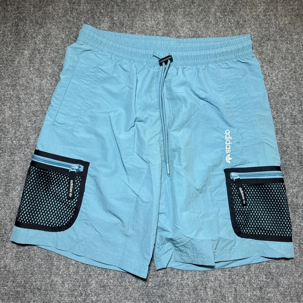 Adidas Adventure Woven Cargo Shorts Hiking‎ Outdoor Gorpcore Light Blue Size S